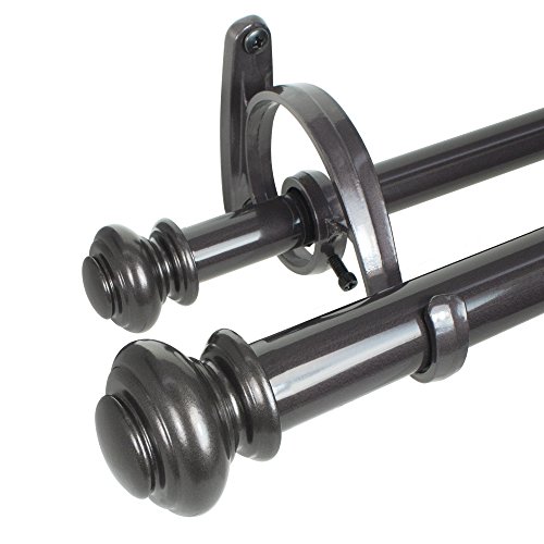 Decopolitan Urn Telescoping Double Drapery Rod Set, 72144", Bronze