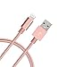 iphone cable, Lightning Cable 6FT Rose gold Nylon Braided Cord Series - for iPhone 6S Plus 6 Plus SE 5S 5 iPad iPod (6ft charger Blue)