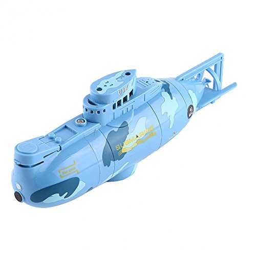 Rumfo Mini RC Water Boat Toy Remote Control Boat Plastic Model Submarine Ship Electric Toy Waterproof Diving in Water Indoor Toys for Fish Tank Pools Kids Gift (Blue) - Thumbnail 5