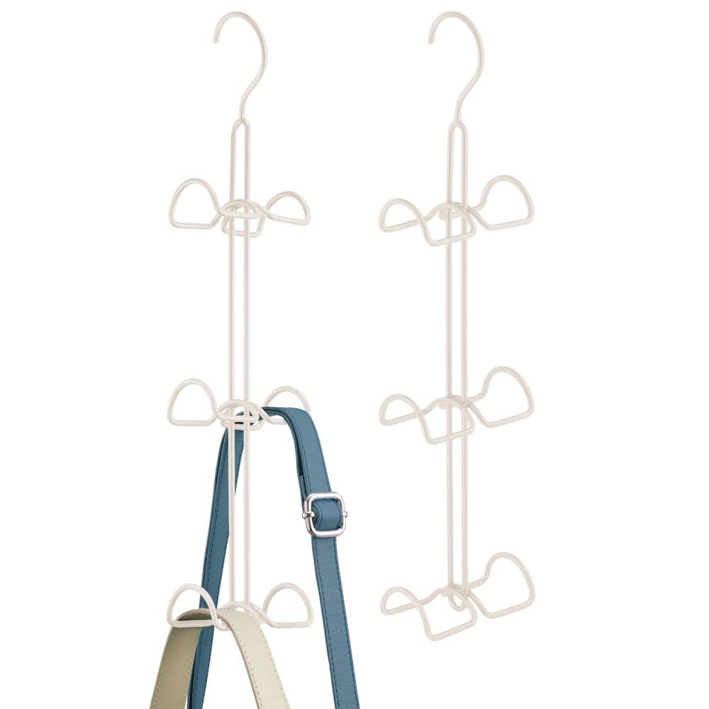 mDesign Set of 2 Handbag Organiser – In Wardrobe Storage for Bedroom – Hanging Hooks for Bags, Purses, Satchels and More – Cream