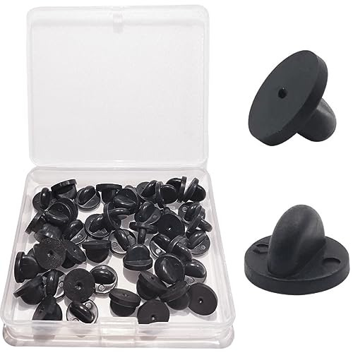 50pcs PVC Rubber Pin Backs, Pin Safety Backs for Brooch Tie Hat Badge Insignia, Rubber Lapel Pin Backs for Replacement Uniform Badge (50PCS)