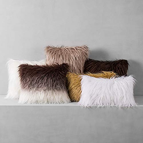 Phantoscope Luxury Series Throw Pillow Covers Faux Fur Mongolian Style