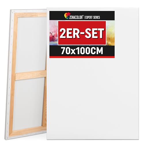 Zenacolor Leinwand Zum Bemalen 70x100 - Set aus 2 Canvas - Geeignet für alle Arten von Farben auf Leinwänden