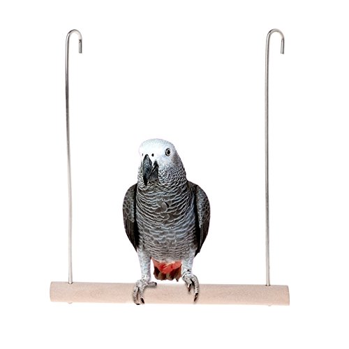 Bird Perches - Wooden Birds Perch Parrots Hanging Swing Cage Pendant Toys Stand Holder Natural - Medium Tree Sand Stands Bird Platform Macaws Wall Cage Perches Wood Toys Small Swings Parakee
