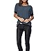 Womens Short Sleeve Cotton Shirts Round Neck Casual Loose Fit Tee Tops T Shirts Darkgray-XL
