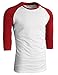 TOP LEGGING TL Men's Basic Crew Neck Cotton 3/4 Sleeve Essentail Raglan Baseball Tee Shirts (Large, RED_White)