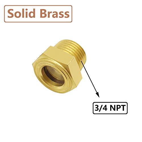 Fanovo Set of 2 3/4'' Male Sight Glass Checks Coolant Level or Air Compressor Heavy Duty Solid Brass Sight Glass Super Transparent Glass Sight Window Glass Oil Sight Gauge Easily Threading - Thumbnail 2