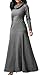 Boloren Women Cowl Neck Maxi Dresses Long Sleeve Loose Plain Maxi Dresses With Pockets, Grey, X-Large