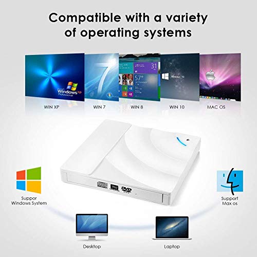 External CD DVD Drive, Teqsunrise USB 3.0 Ultra Slim Portable CD DVD Writer Burner Player,External Optical Disc Drives for PC,Desktop and Laptop,Support Windows XP/Win7/8/10/Vista/Linux/Mac OS - Thumbnail 4