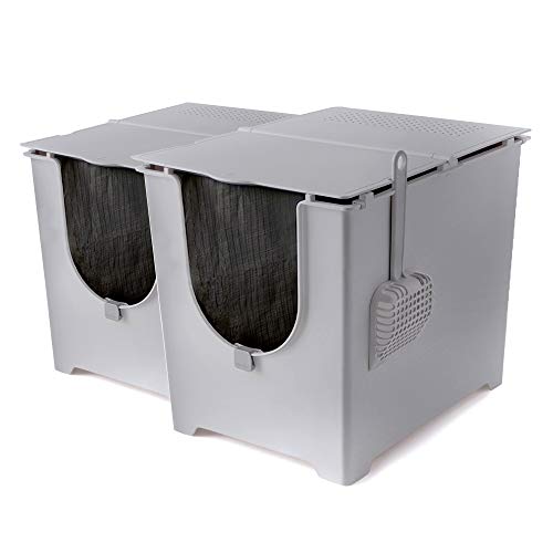 Modkat Flip Litter Box with Scoop and Reusable Liner (2Pack, Gray
