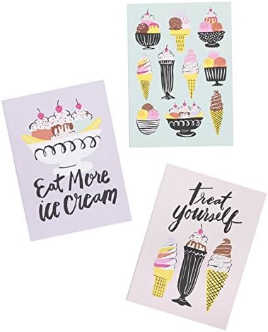 Waste Not Paper Mini Journals, Ice Cream, Notebook, Small, Diary - 80 pages, Set of 3