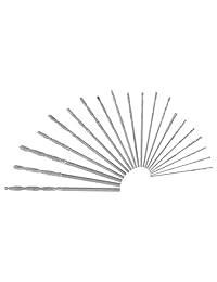 Drixet Diamond - Juego de brocas de acero de alta velocidad (HSS) 20 brocas trenzadas resistentes, microbrocas de tamaño métrico para perforar pequeños agujeros en madera, metal suave, plástico, joyas