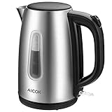 Electric Kettle Stainless Steel Tea Kettle Fast Boiling Cordless Water Kettle 1500W Electric Hot Water Kettle Tea Heater 1.7L with Auto Shut-Off & Boil-Dry Protection(BPA-Free) By AICOK