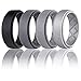 Egnaro Silicone Ring Men, Inner Arc Ergonomic Breathable Design, Mens Silicone Wedding Band 4 Rings / 1 Ring Rubber Wedding Bands, 9mm Wide-2.5mm Thick