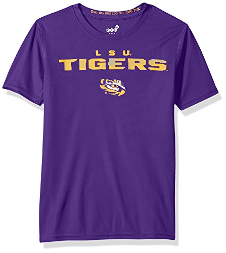 NCAA LSU Tigers Youth Boys Nebula Dri-Tek Short Sleeve Tee, Regal Purple, Youth Large(14-16)
