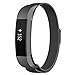 Oitom for Fitbit Alta HR Accessory Bands and for Fitbit Alta Band, Fashion Stainless Steel Milanese Loop Wristband (2 Pack Silver+Black, Large 6.7