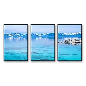 3 Piece Framed Canvas Wall Art for Living Room, Bedroom Lake Tahoe Canvas Prints for Modern Home Decoration Ready to Hang - 16"x24"x3 Panels