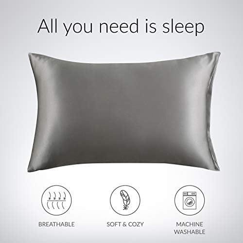 Bedsure Satin Pillowcase for Hair and Skin, 2-Pack - Queen Size (20x30 inches) Pillow Cases - Satin Pillow Covers with Envelope Closure, Dark Grey 4 Bedsure Satin Pillowcase for Hair and Skin, 2-Pack - Queen Size (20x30 inches) Pillow Cases - Satin Pillow Covers with Envelope Closure, Dark Grey