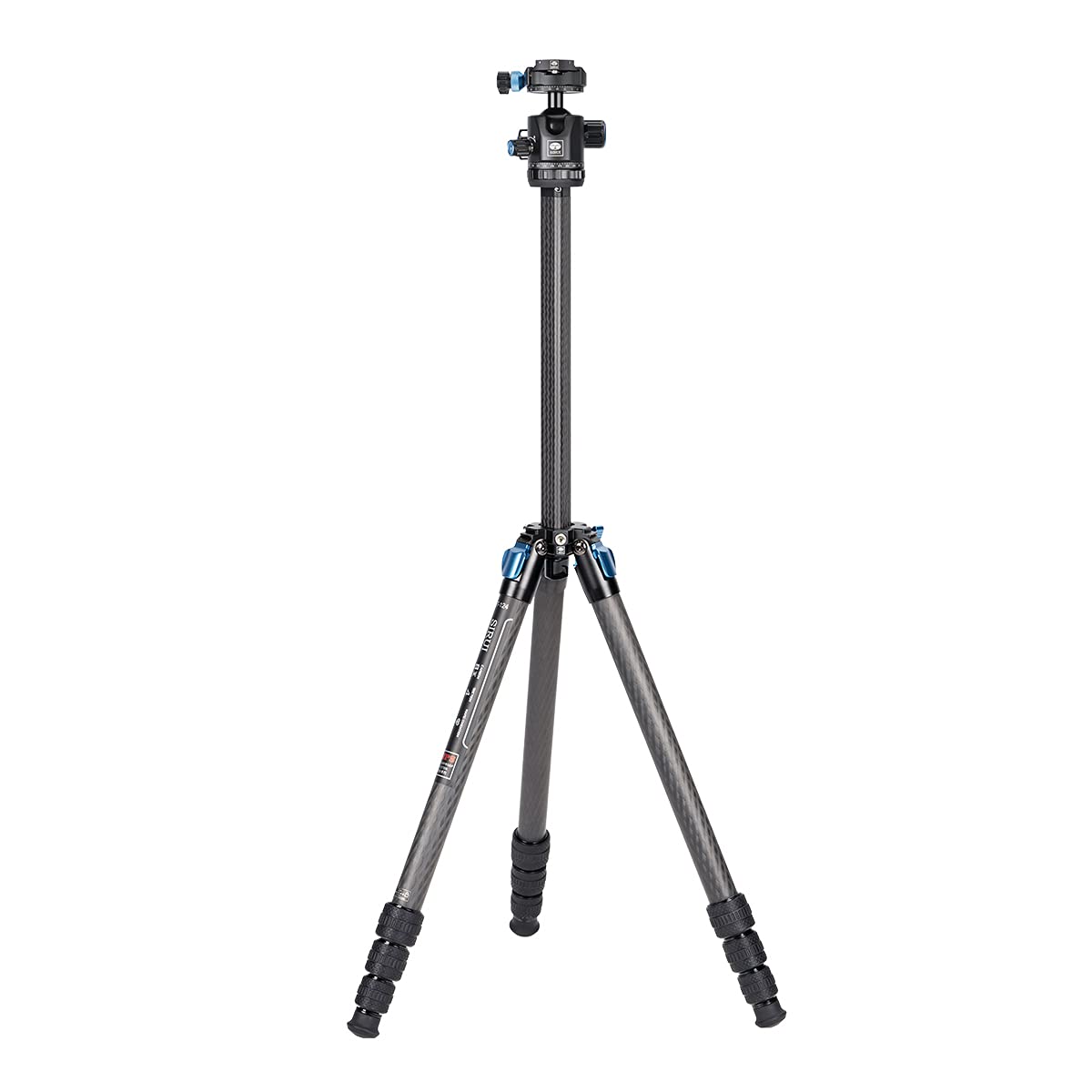 SIRUI ST-124+ST-10X Waterproof Carbon Cameras Tripod with 360°Ball Head, Professional Carbon Fiber Travel Tripod, Triangle Center Column, Lightweight Compact, 4 Sections, Max 166cm, 12KG Payload