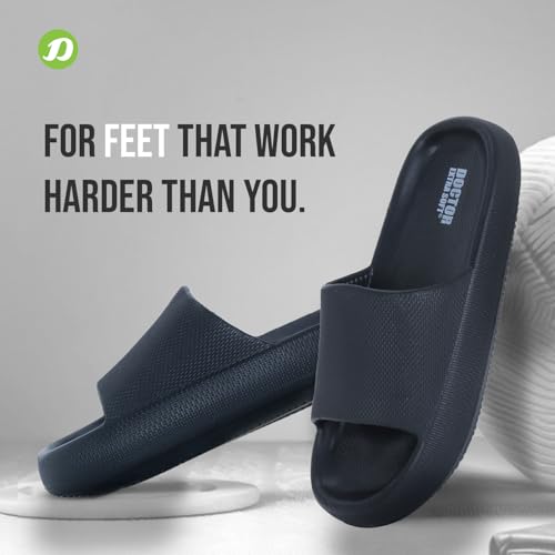 DOCTOR EXTRA SOFT Men's Classic Ultra Soft Sliders/Slippers with Cushion FootBed for Adult | Comfortable & Light Weight | Stylish & Anti-Skid | Waterproof & Everyday Flip Flops for Gents/Boys D-504