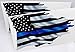 AZ House of Graphics Thin Blue Line Flag Decal Tattered Thin Blue Line Sticker Support Law Enforcement Flag Stickers Blue Lives Matter Sticker for Car Window Truck Motorcycle Made in USA - 2 Pack