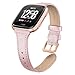 SWEES Leather Bands Compatible Fitbit Versa, Genuine Leather Slim Thin Dressy Strap Replacement Wristband for Women Small, Black, White, Champagne, Rose Gold, Brown, Tan, Pink