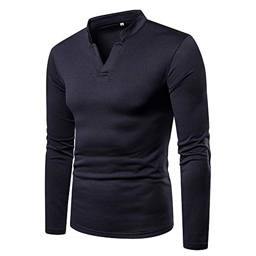 Clearance !GREFER Men's Long Sleeve Base Shirt Autumn Winter Casual Brushed V-Neck Top Blouse