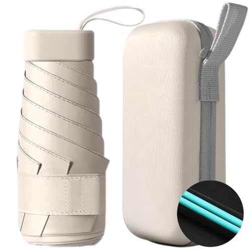 MXHIGO Paraguas de Bolsillo Reforzado para Lluvia y Sol, Mini Sombrilla con Protección UV, Ultra Ligero y Portátil, Más Robusto, con 12 Varillas Reflectantes, Mini Paraguas Plegable con Estuche