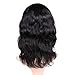 WIGNEE 100% Virgin Human Hair Natural Wave Wigs Lace Part Brazilian Human Hair Wave Wigs Middle Part Wig (natural wave lace part-1B Color)