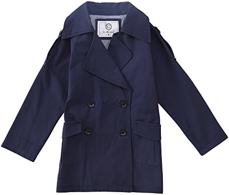 ARRIBADA Girls' Double Breasted Notched lapels Peacoat with Shoulder Epaulettes