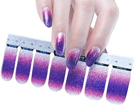 Rodite Glitter Nail Art Stickers Full Coverage Nail Decals Self-adhesive Nail Stickers Tattoo Set Nail Tips Decorations for Women Girls 14 Wraps Per Pack Purple