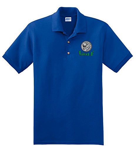 Custom embroidered face golf ball design on polo shirt
