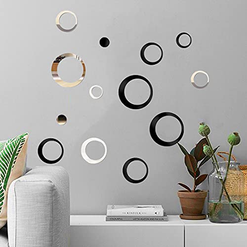 aooyaoo 24PCS Acrylic Circle Mirror Wall Stickers,DIY Mirror Stickers
