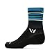 Swiftwick - Aspire Four, Quarter Crew Socks for Cycling and Trail Running, Stripe Black/Steel Blue/Aqua, Medium