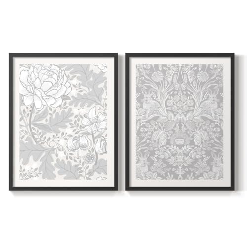 Renditions Gallery Set of 2 Peel & Stick Framed Prints, Abstract Wall Art, Flor…