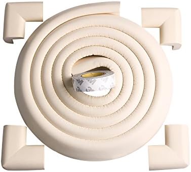 TritinaCorner Guards and Edge Bumpers - 2.2m / 7ft [ 6.5ft Edge Cushion + 4 Corner Cushion] Premium Childproofing Protector, Child Safety, Home Safety Mamami (Milk White)
