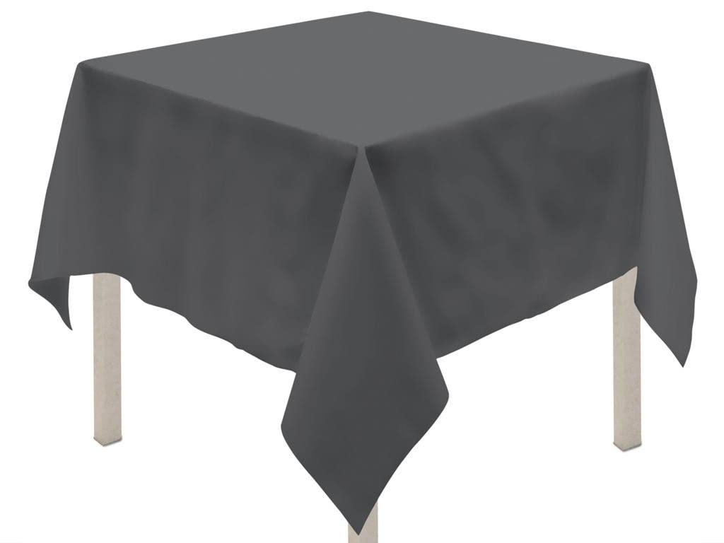 Soleil d'Ocre, Alix Square Stain-Resistant Tablecloth, Polyester, Grey, 180 x 180 cm