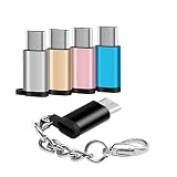 USB Type C Adapter 5 Pack Micro USB Female to USB C Male Converter Android Cable Connector with Keychain Charger for Samsung Galaxy S10 S10e S9 S8 Plus S9+ Note 10+ 10 9 8 LG V40 V35 V30 G7 G6 Pixel 3