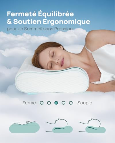 Releep Height Adjustable Pillow, Ergonomic Cervical Orthopaedic Memory Foam Refreshing Pillow