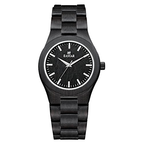 Black Women Wooden Watch Analog Quartz Watch Handmade Wrist Watch for Women Gifts for Girls (Woman, Black Sandal Wooden Strap)