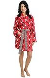 Del Rossa Womens 100% Cotton Short Printed Flannel Bathrobe Robe