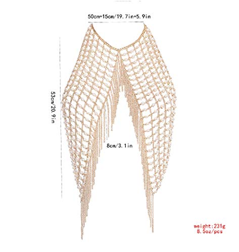 Denifery Fashion and Sexy Body Chain Handmade Pearl Tassel Gold Body Chain Body Accessories for Nightclub