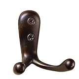 InterDesign Wall Mount Double Hook - Hanging Storage for Jackets, Coats, Hats and Scarves, Bronze