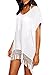 Yonala Women's White Chiffon Fringe Beachwear Dress Swimsuit Bikini Cover-Up White One Size