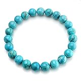 BEADNOVA AAA Grade 6mm Turquoise Gemstone Bracelet Semi Precious Gemstone Birthstone Healing Round Beads Stretch Bracelet 7