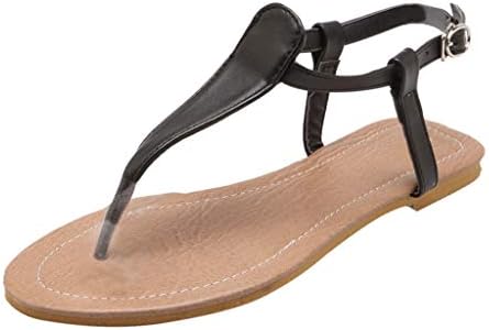 Artistic9 Roman Sandals for Women Leather Flat Thong Flip Flops Sandals T-Strap Buckle Gladiator Sandals Casual Summer Outdoor Beach Shoes for Women & Girls
