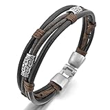 MunkiMix Aleación Genuina Cuero Pulsera Brazalete Brazalete Cuerda Negro Plata Marrón Trenzado Trenzada Hombre,Mujer