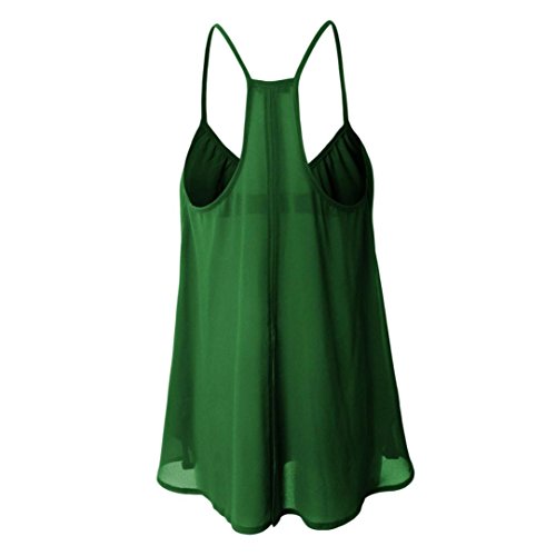 DondPOSexy Womne's Sleeveless Halterneck Chiffon Crop Tank Tops Padded Active Spaghetti Straps Camisole Plus Size Tanks Tops with Built-in Shelf Bras Easy Comfort Easy Wear (Green, L)