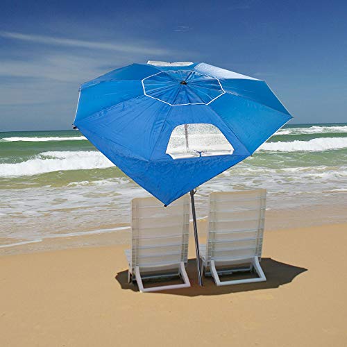 infactory Sonnenschirm Strand: 2in1-Sonnenschirm und Strandmuschel 2 Seitenwände, UV50+, verstellbar (Schirm und… – Bild 5