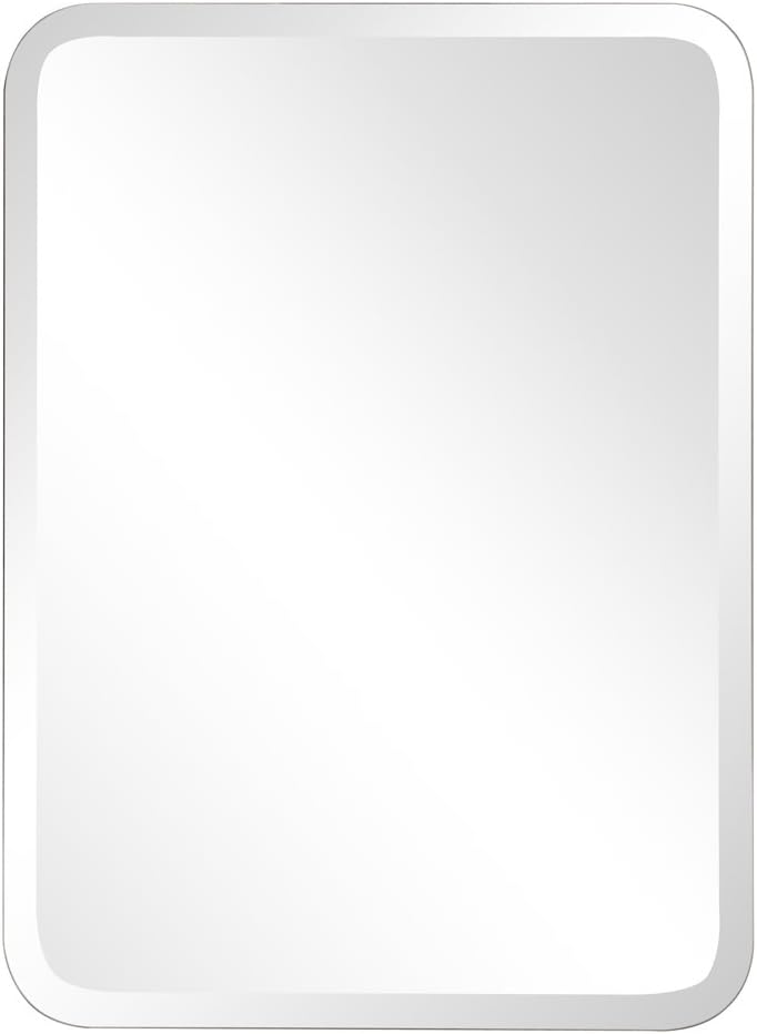 Howard Elliott Frameless Scalloped Hanging Wall Mirror, Rectangle (24 x 36 Inch), Silver - Bathroom, Vanity, Bedroom: Home & Kitchen